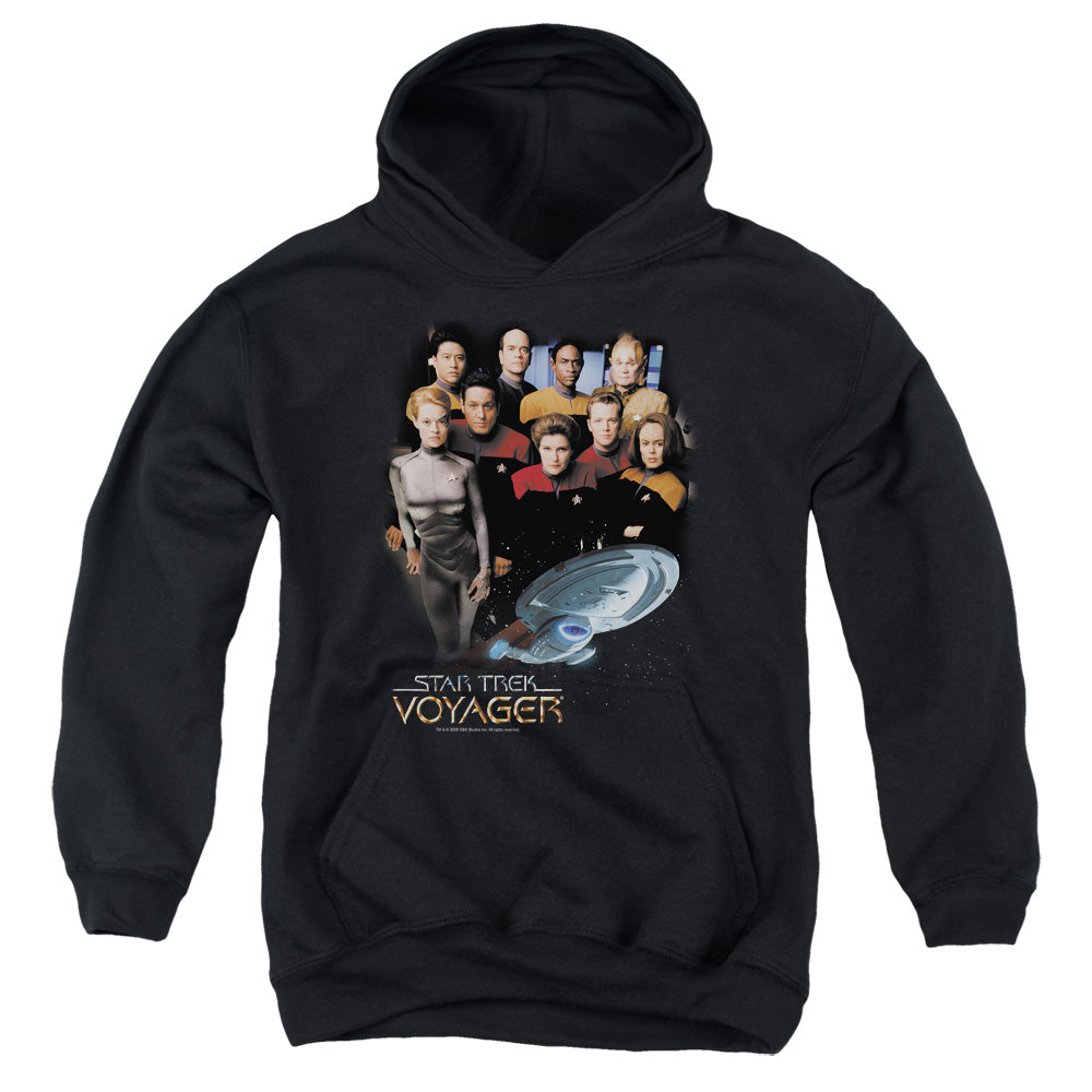 STAR TREK/VOYAGER CREW - YOUTH PULLOVER HOODIE - BLACK