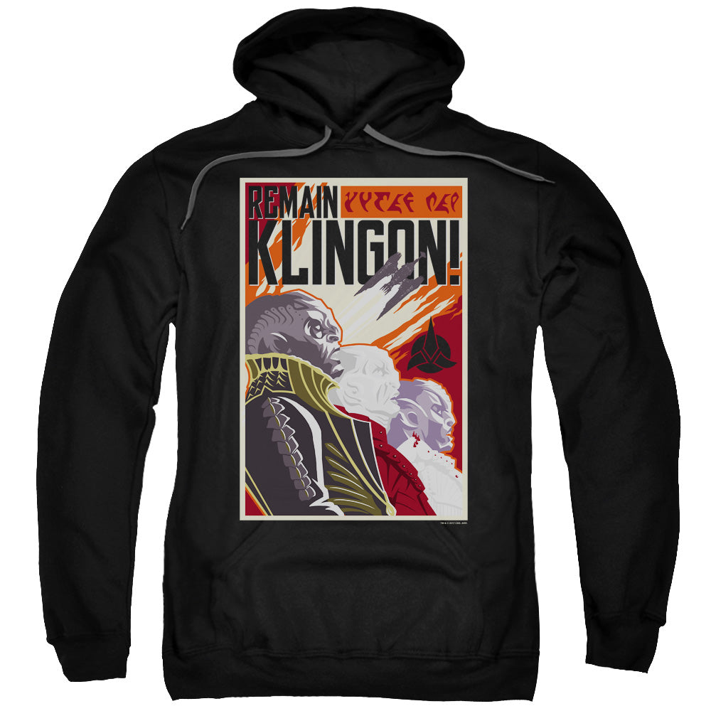 STAR TREK DISCOVERY/REMAIN KLINGSON POSTER - ADULT PULLOVER HOODIE - BLACK