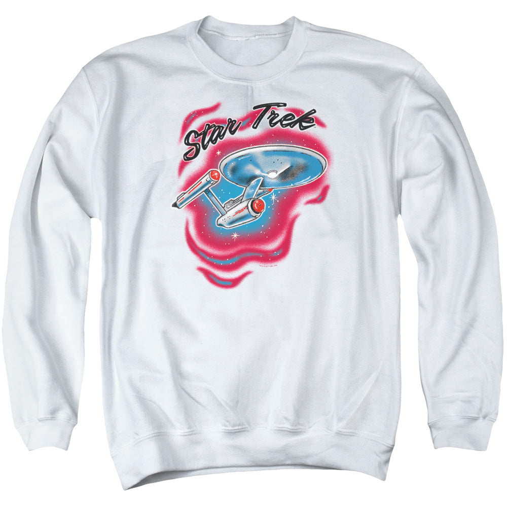STAR TREK/TREK AIRBRUSH - ADULT CREWNECK SWEATSHIRT - WHITE