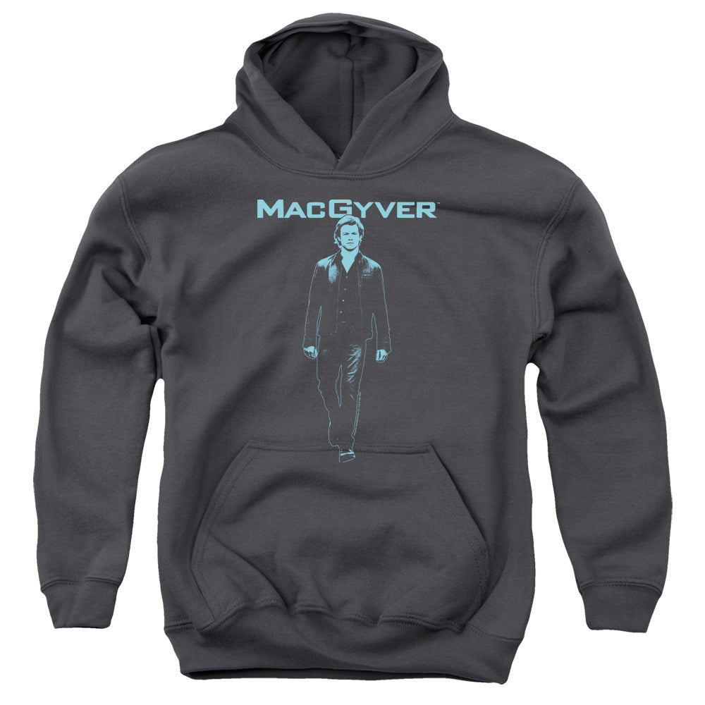 MACGYVER/MONO BLUE - YOUTH PULLOVER HOODIE - CHARCOAL