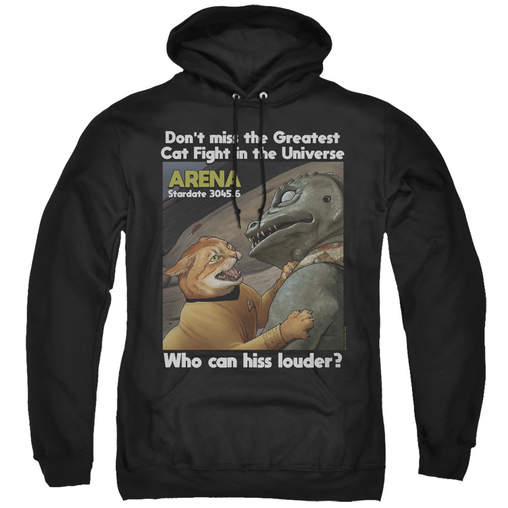 STAR TREK/CAT FIGHT - ADULT PULLOVER HOODIE - BLACK