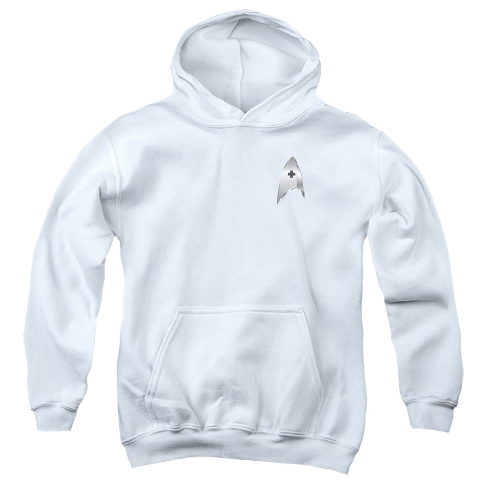 STAR TREK DISCOVERY/MEDICAL BADGE - YOUTH PULLOVER HOODIE - WHITE