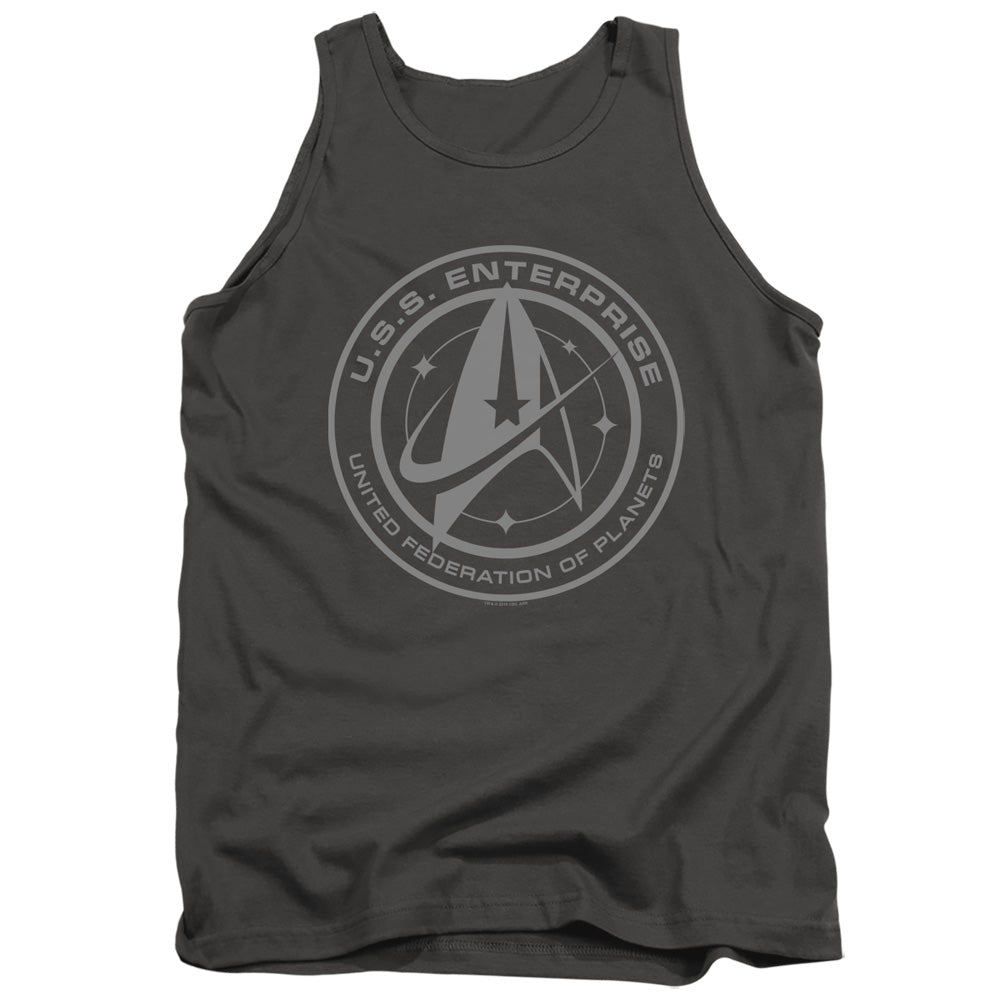 STAR TREK DISCOVERY/ENTERPRISE CREST - ADULT TANK - CHARCOAL