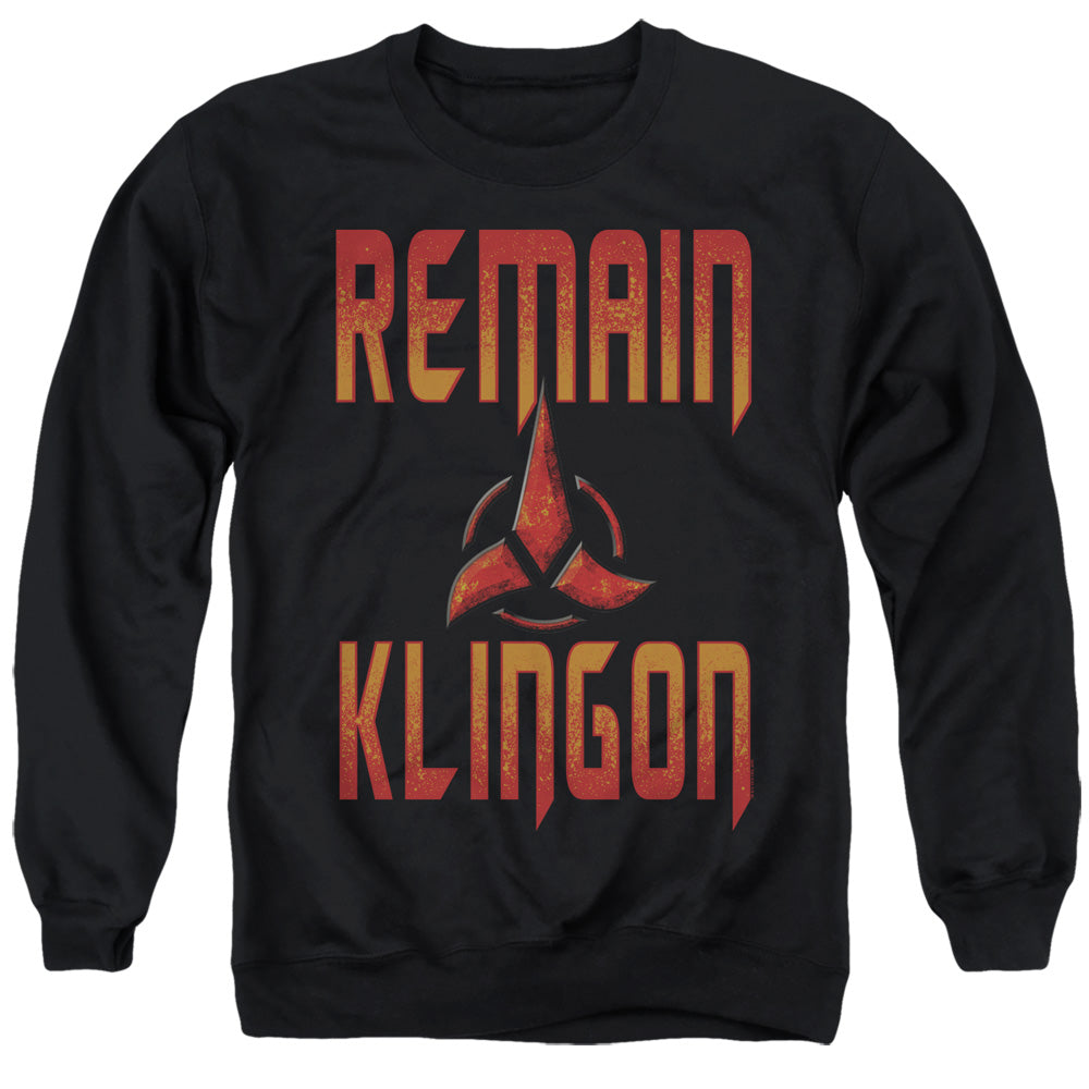 STAR TREK DISCOVERY/REMAIN KLINGON - ADULT CREWNECK SWEATSHIRT - BLACK