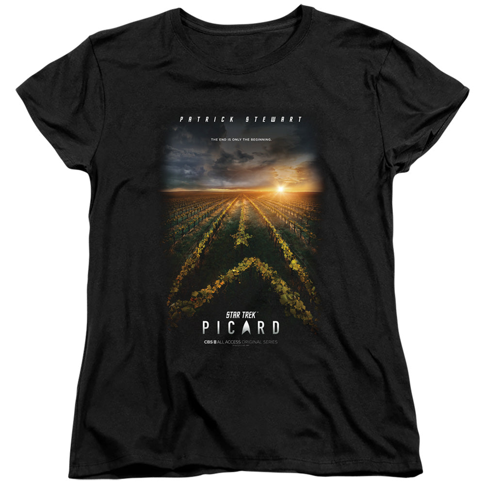 STAR TREK PICARD/PICARD POSTER - S/S WOMENS TEE - BLACK