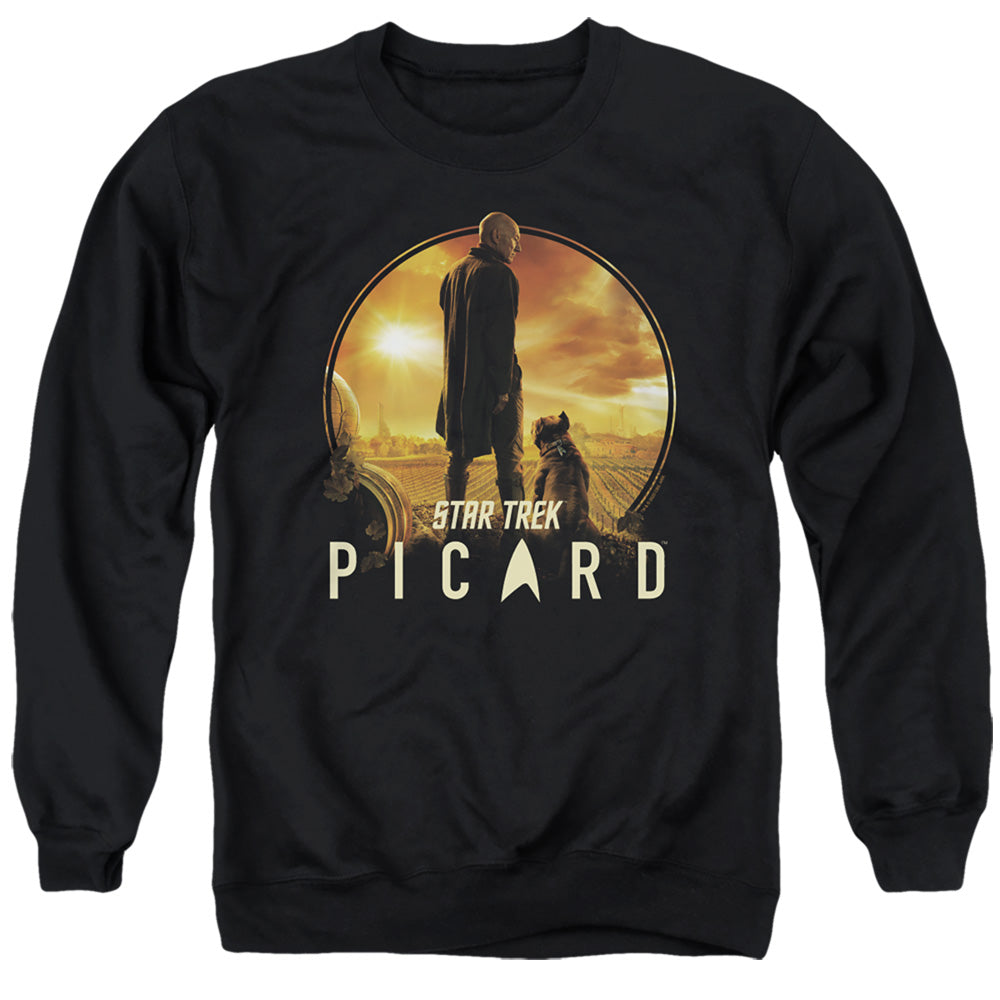 STAR TREK PICARD/A MAN AND HIS DOG - ADULT CREWNECK SWEATSHIRT - BLACK