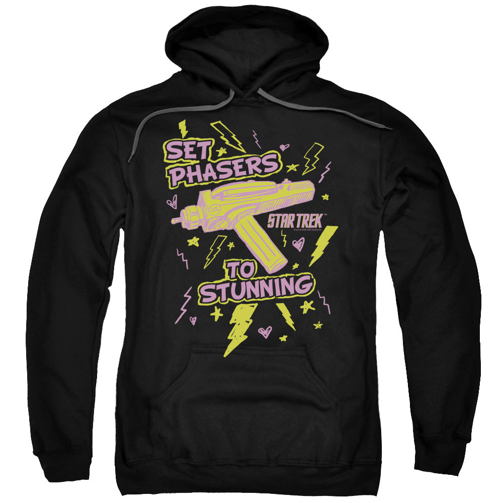 STAR TREK/SET PHASERS - ADULT PULLOVER HOODIE - BLACK
