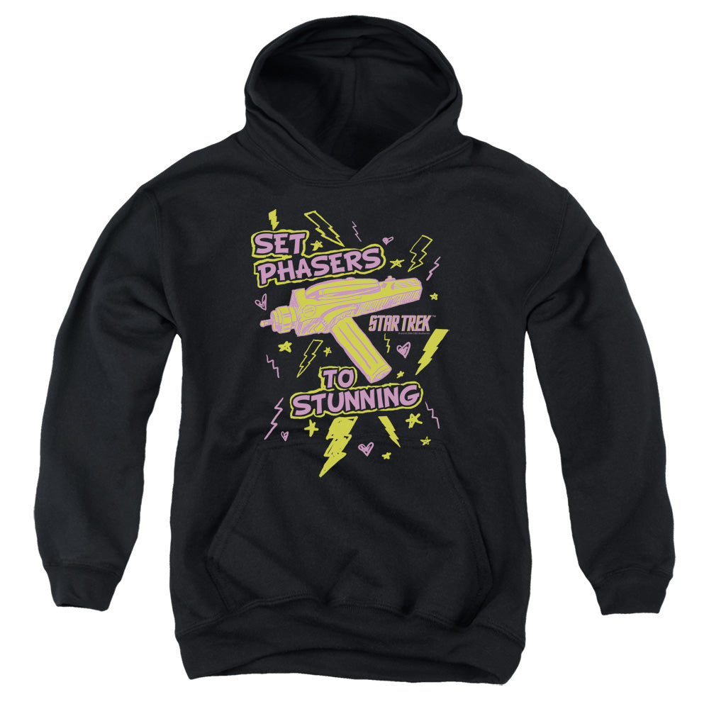 STAR TREK/SET PHASERS - YOUTH PULLOVER HOODIE - BLACK