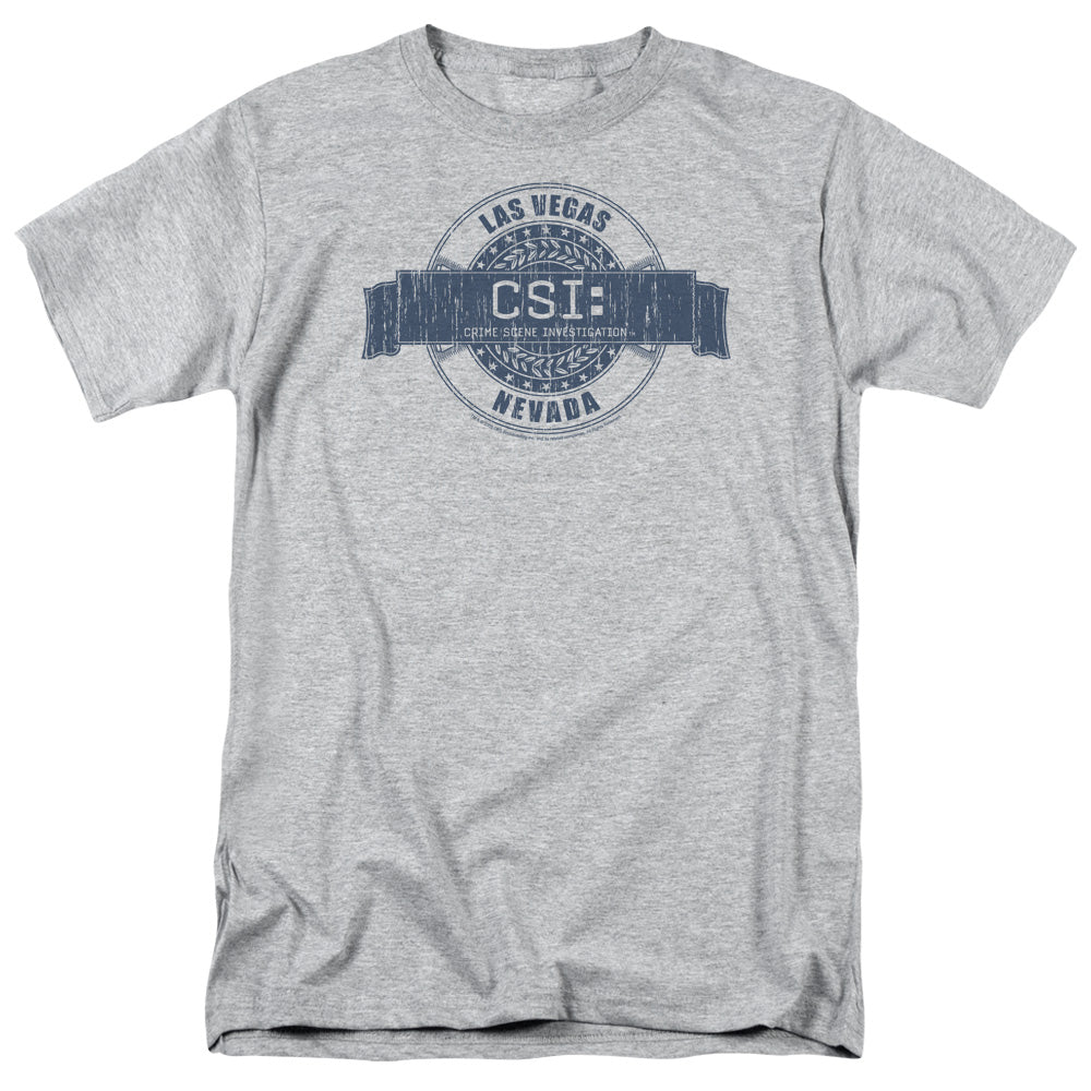 CSI/VEGAS BADGE - S/S ADULT 18/1 - ATHLETIC HEATHER
