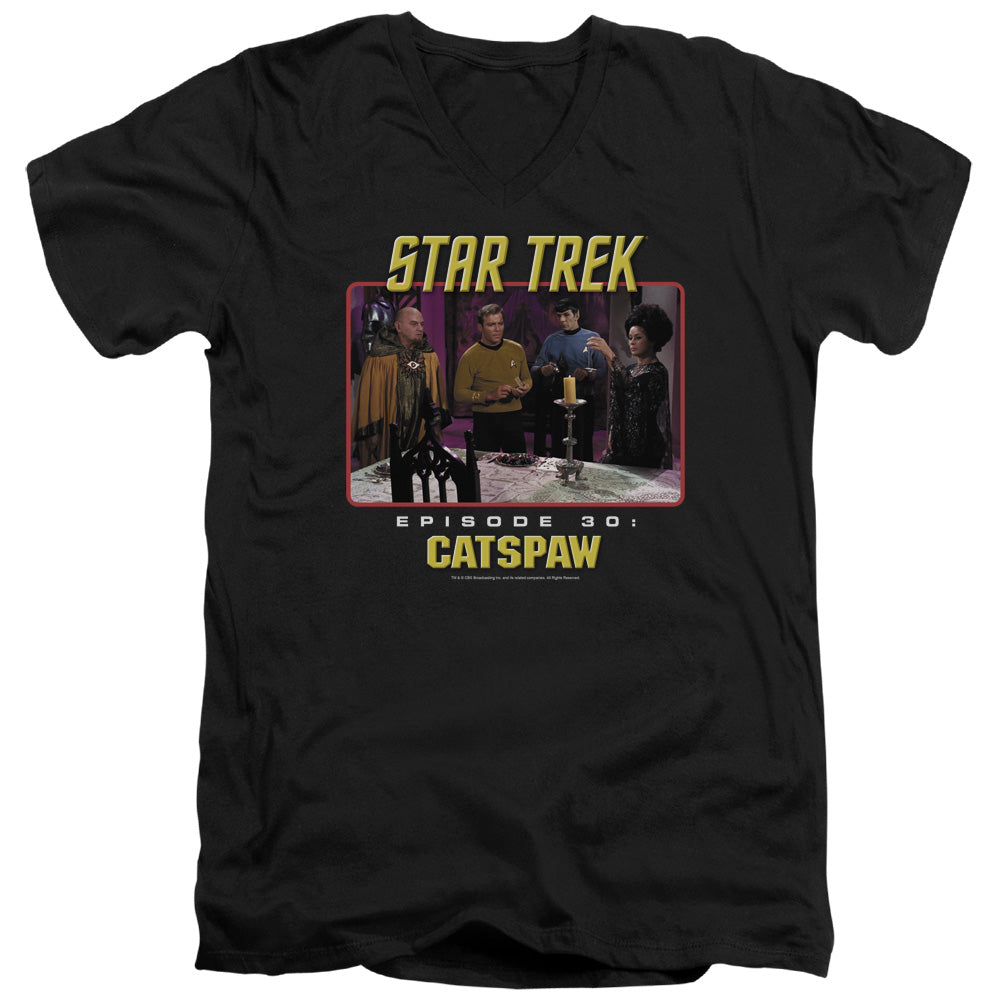 STAR TREK ORIGINAL/CATS PAW - S/S ADULT V-NECK 30/1 - BLACK