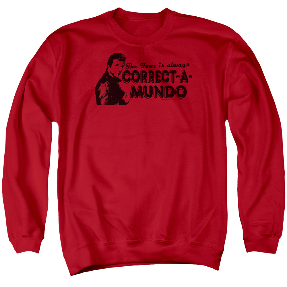 HAPPY DAYS/CORRECT A MUNDO - ADULT CREWNECK SWEATSHIRT - RED