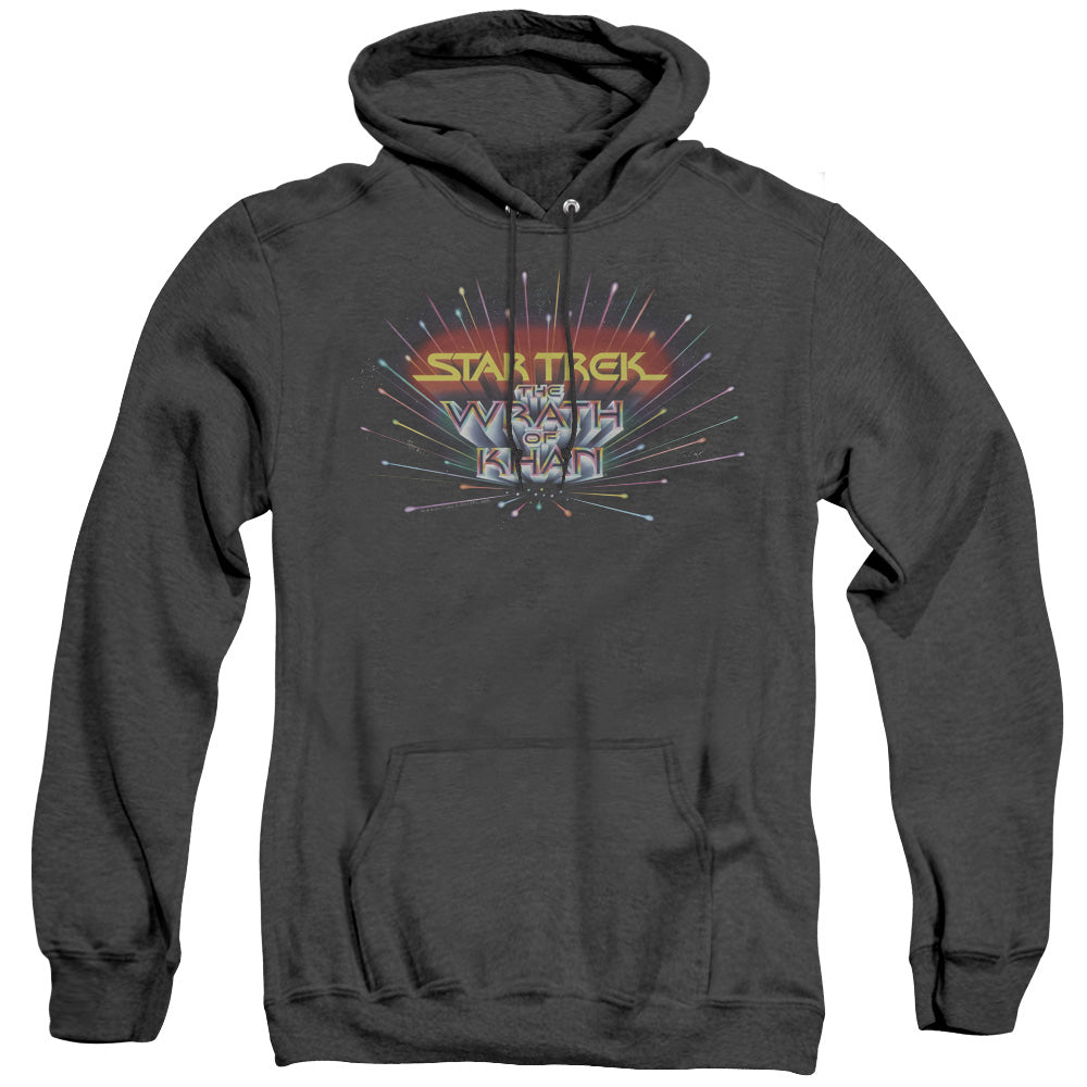 STAR TREK/KHAN LOGO - ADULT HEATHER HOODIE - BLACK
