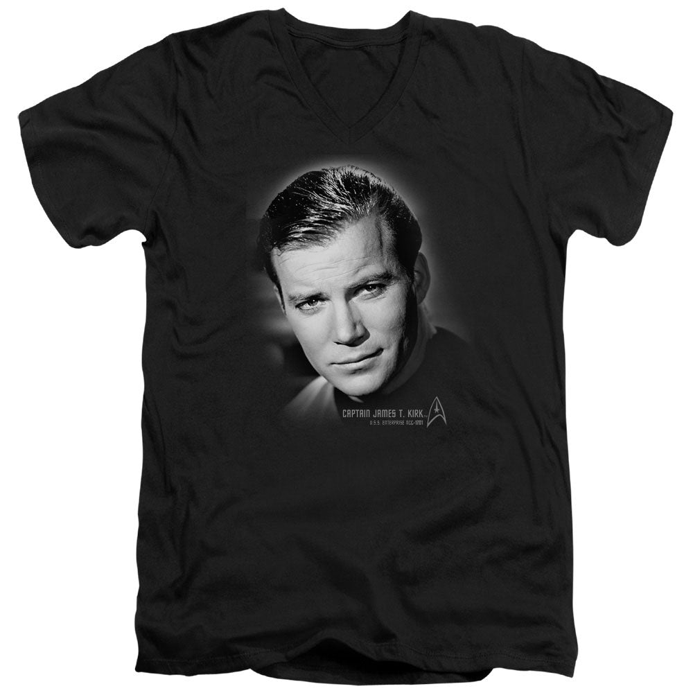 STAR TREK/CAPTAIN KIRK PORTRAIT - S/S ADULT V-NECK 30/1 - BLACK
