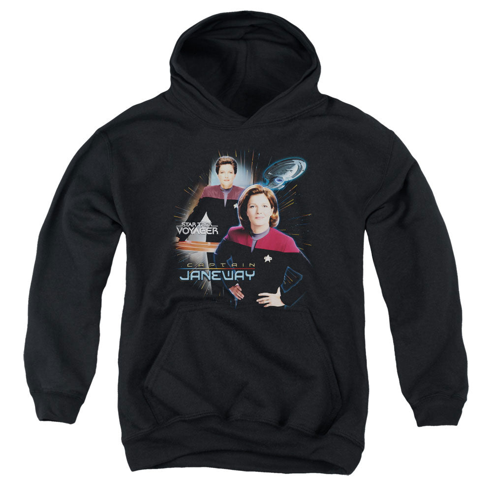 STAR TREK/CAPTAIN JANEWAY - YOUTH PULLOVER HOODIE - BLACK
