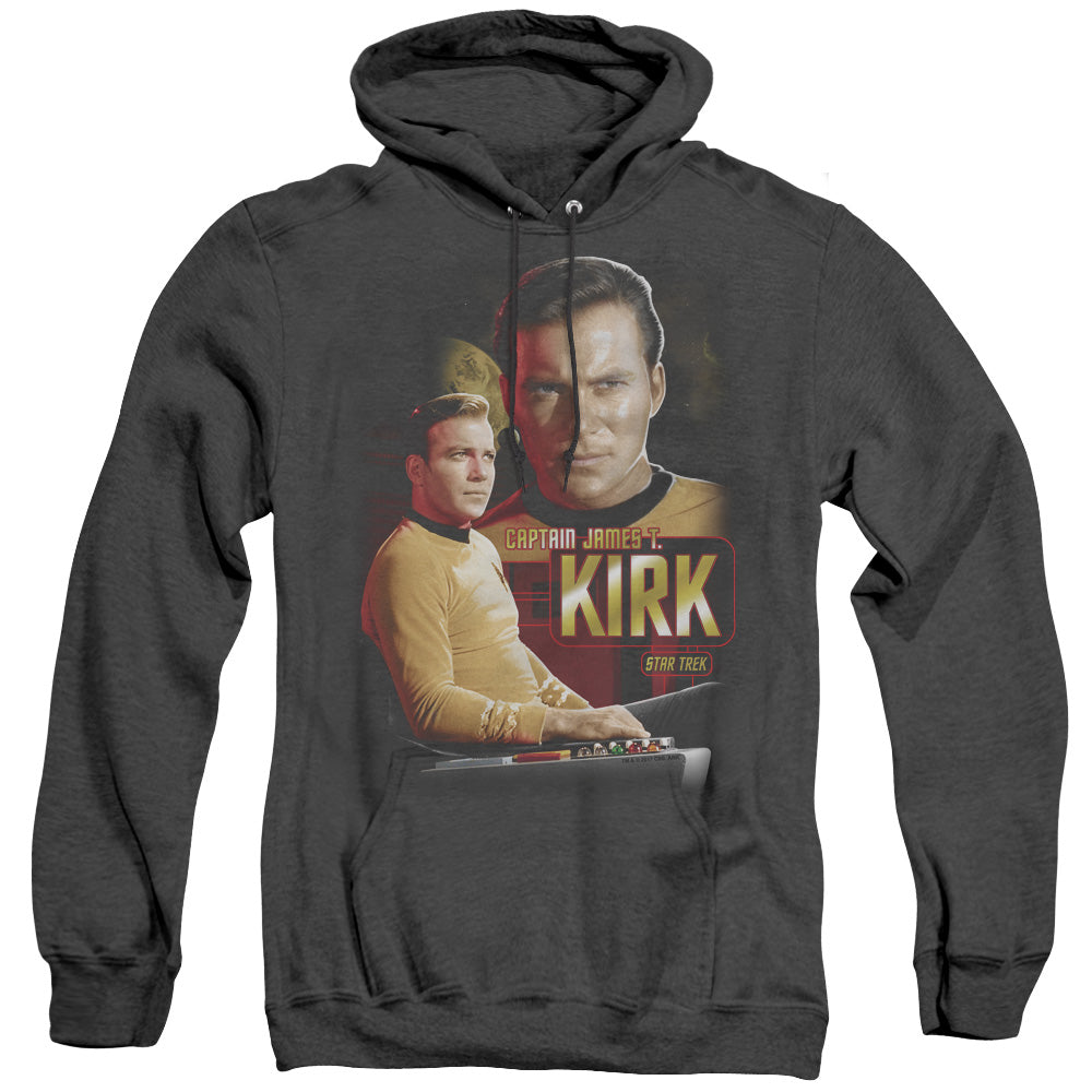 STAR TREK/CAPTAIN KIRK - ADULT HEATHER HOODIE - BLACK