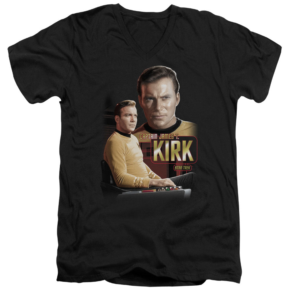 STAR TREK/CAPTAIN KIRK - S/S ADULT V-NECK 30/1 - BLACK