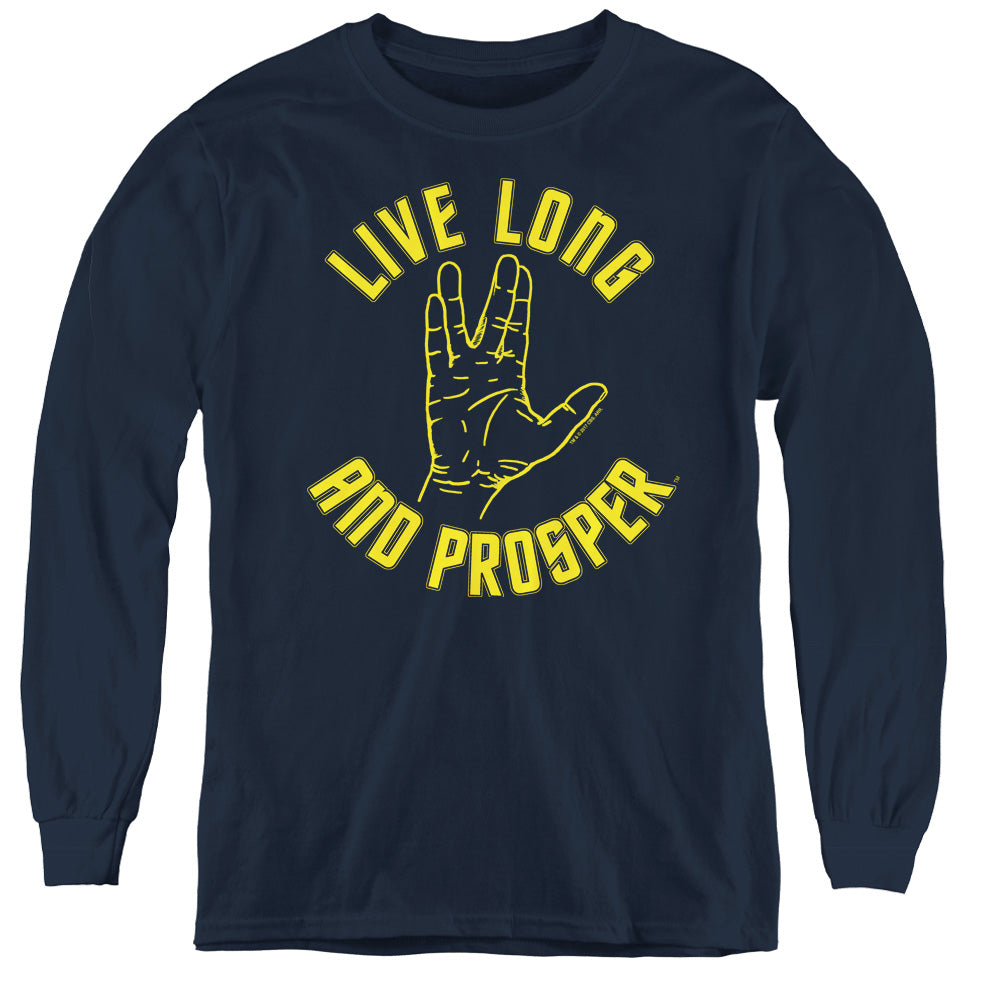 STAR TREK/LIVE LONG HAND - YOUTH LONG SLEEVE TEE - NAVY