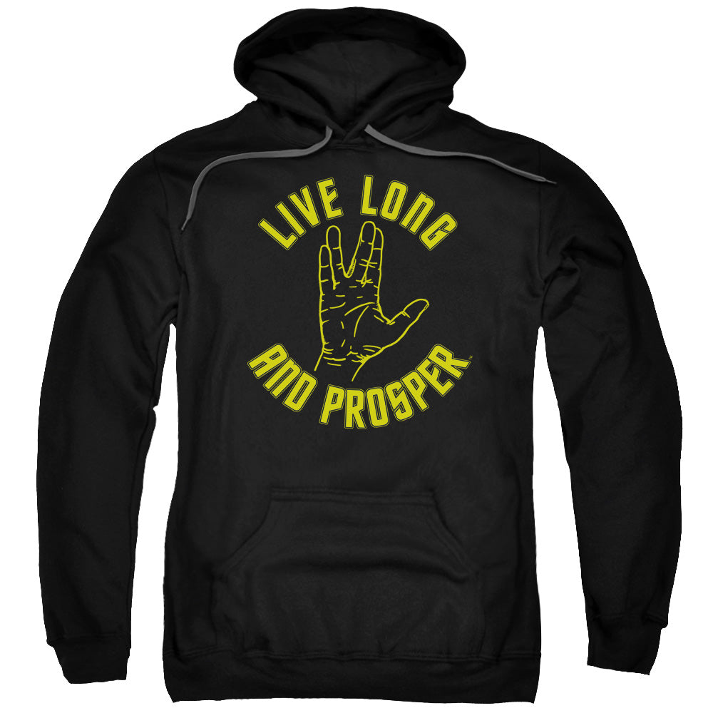 STAR TREK/LIVE LONG HAND - ADULT PULLOVER HOODIE - BLACK