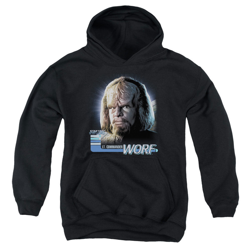 STAR TREK/TNG WORF - YOUTH PULLOVER HOODIE - BLACK