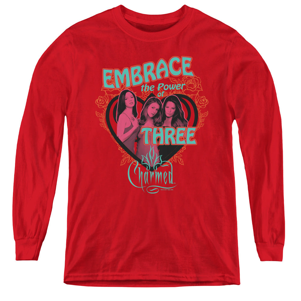 CHARMED/EMBRACE THE POWER - YOUTH LONG SLEEVE TEE - RED