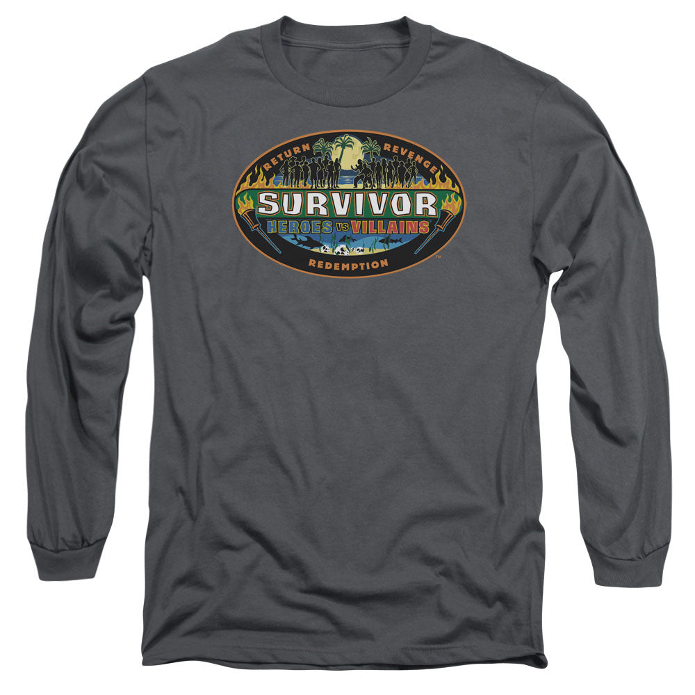 SURVIVOR/HEROES VS VILLAINS -  L/S ADULT 18/1  - CHARCOAL