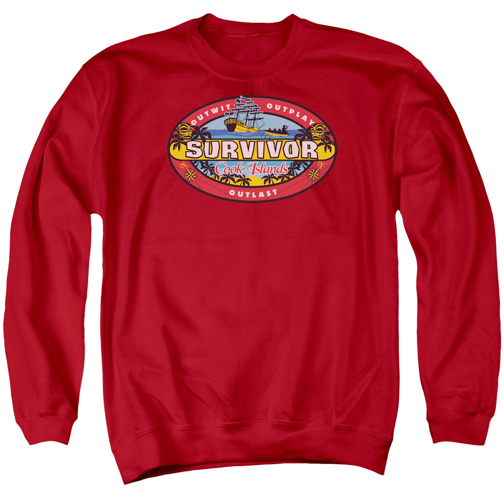 SURVIVOR/COOK ISLANDS - ADULT CREWNECK SWEATSHIRT - RED