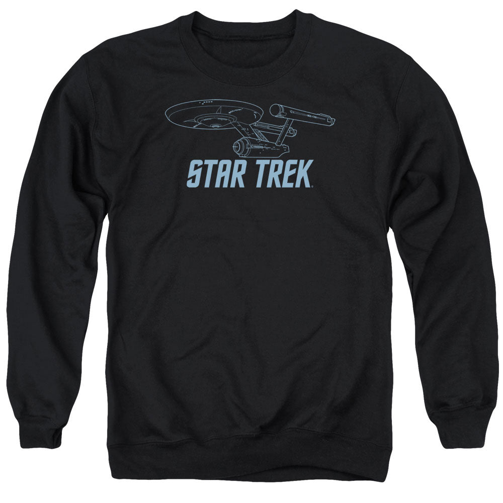 STAR TREK/ENTERPRISE OUTLINE - ADULT CREWNECK SWEATSHIRT - BLACK