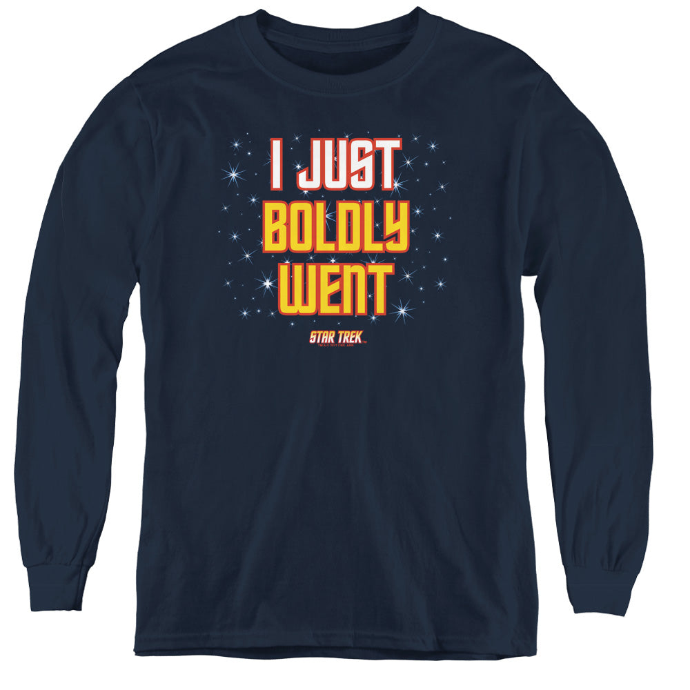 STAR TREK/BOLDLY WENT - YOUTH LONG SLEEVE TEE - NAVY