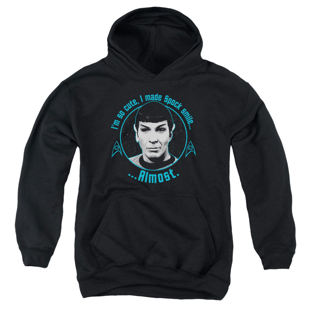 STAR TREK/ALMOST SMILE - YOUTH PULLOVER HOODIE - BLACK