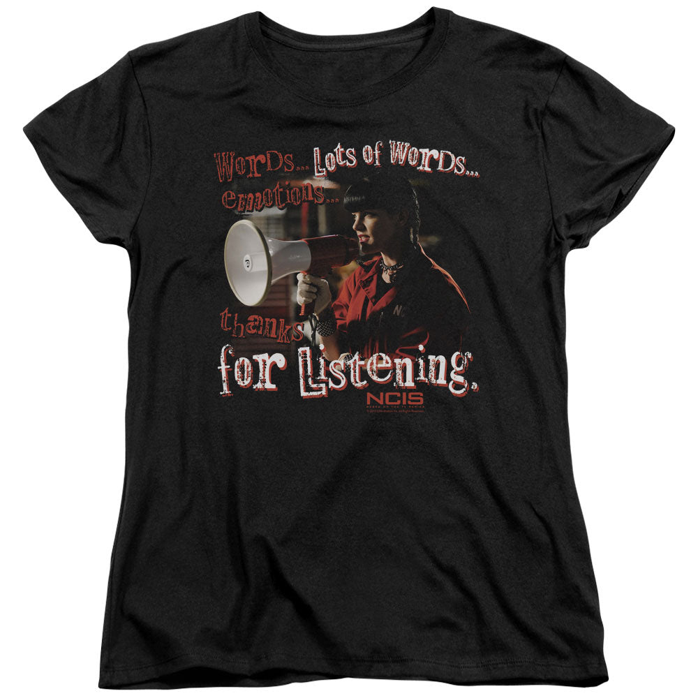 NCIS/THANKS FOR LISTENING - S/S WOMENS TEE - BLACK