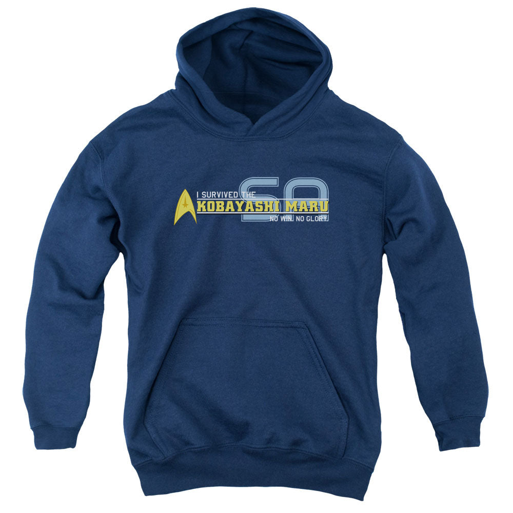 STAR TREK/I SURVIVED - YOUTH PULLOVER HOODIE - NAVY