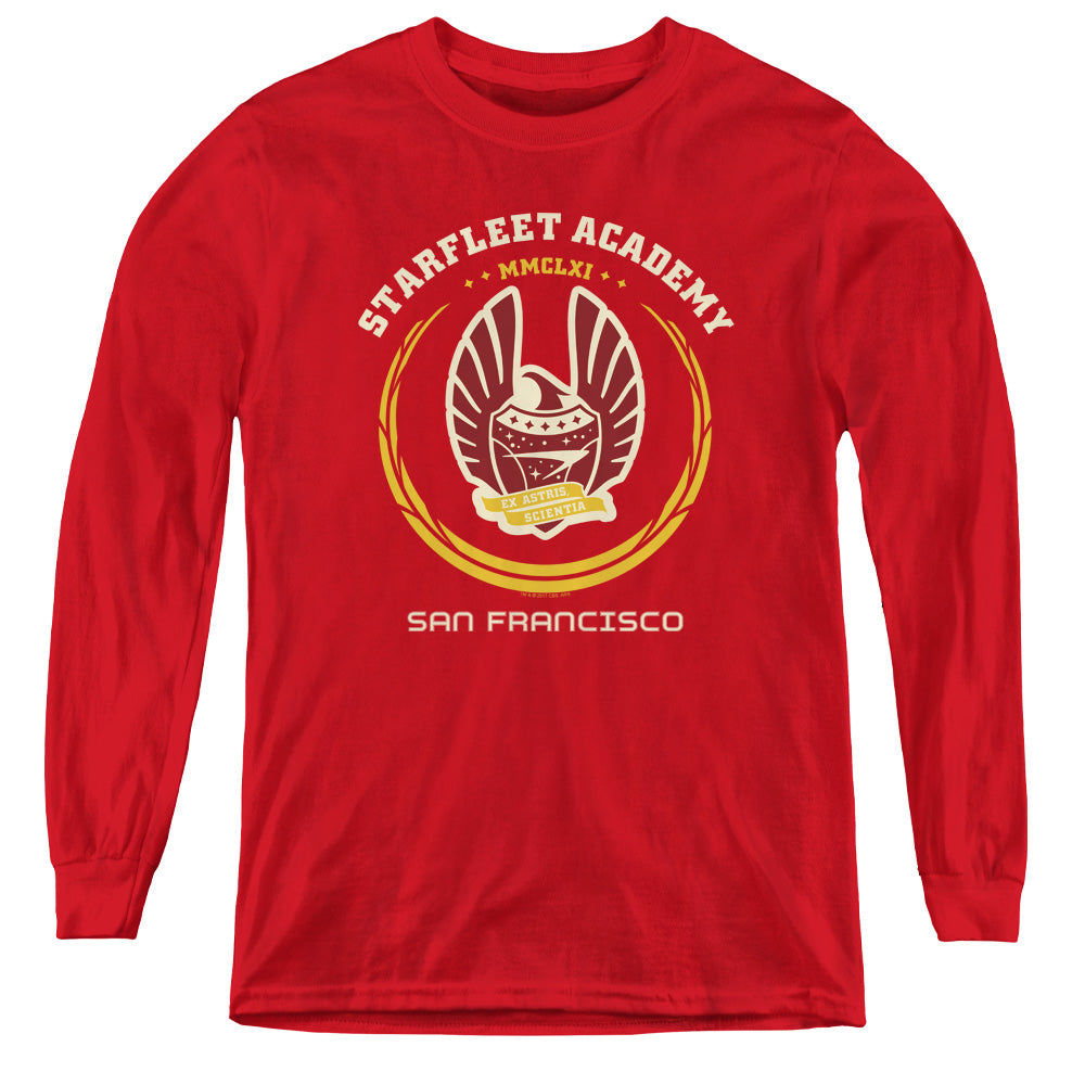 STAR TREK/ACADEMY HERALDRY - YOUTH LONG SLEEVE TEE - RED
