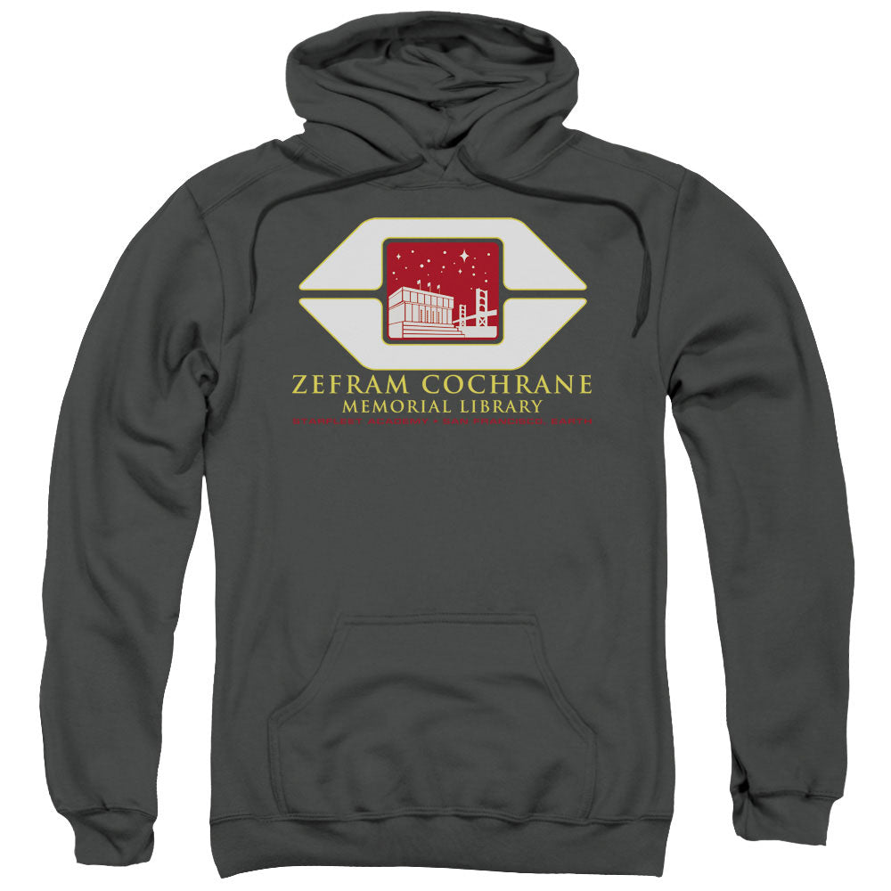 STAR TREK/COCHRANE LIBRARY - ADULT PULLOVER HOODIE - CHARCOAL