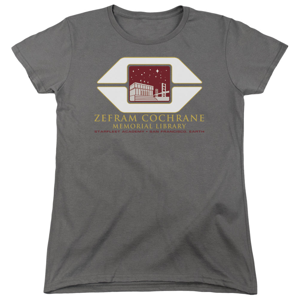 STAR TREK/COCHRANE LIBRARY - S/S WOMENS TEE - CHARCOAL