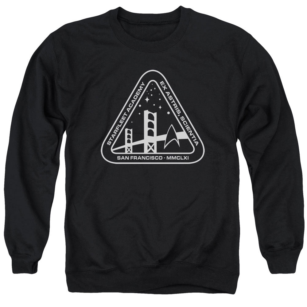 STAR TREK/WHITE ACADEMY LOGO - ADULT CREWNECK SWEATSHIRT - BLACK