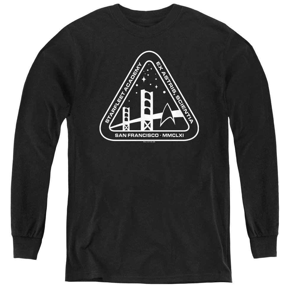 STAR TREK/WHITE ACADEMY LOGO - YOUTH LONG SLEEVE TEE - BLACK