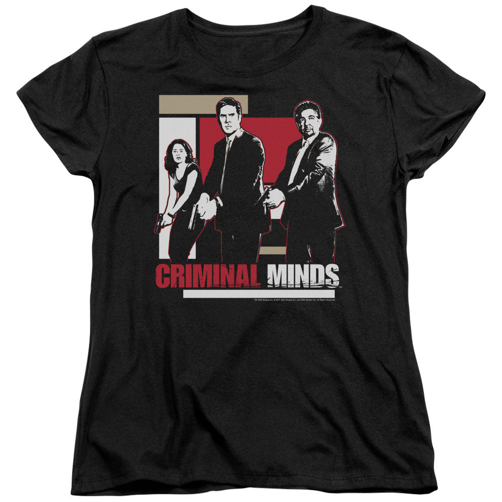 CRIMINAL MINDS/GUNS DRAWN - S/S WOMENS TEE - BLACK
