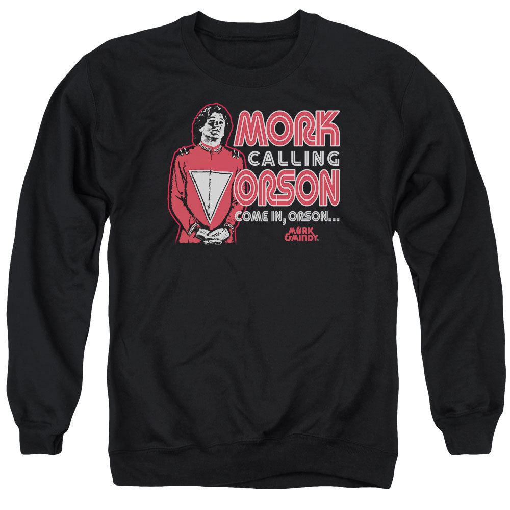 MORK & MINDY/MORK CALLING ORSON - ADULT CREWNECK SWEATSHIRT - BLACK