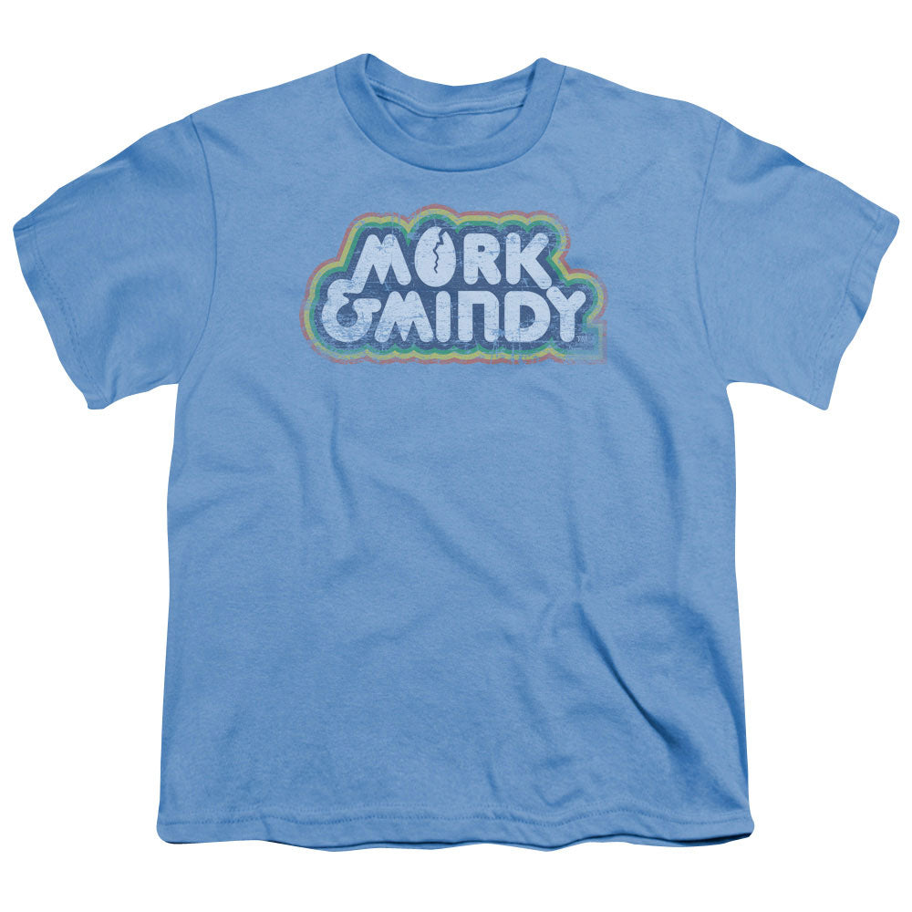 MORK & MINDY/DISTRESSED MORK LOGO - S/S YOUTH 18/1 - CAROLINA BLUE