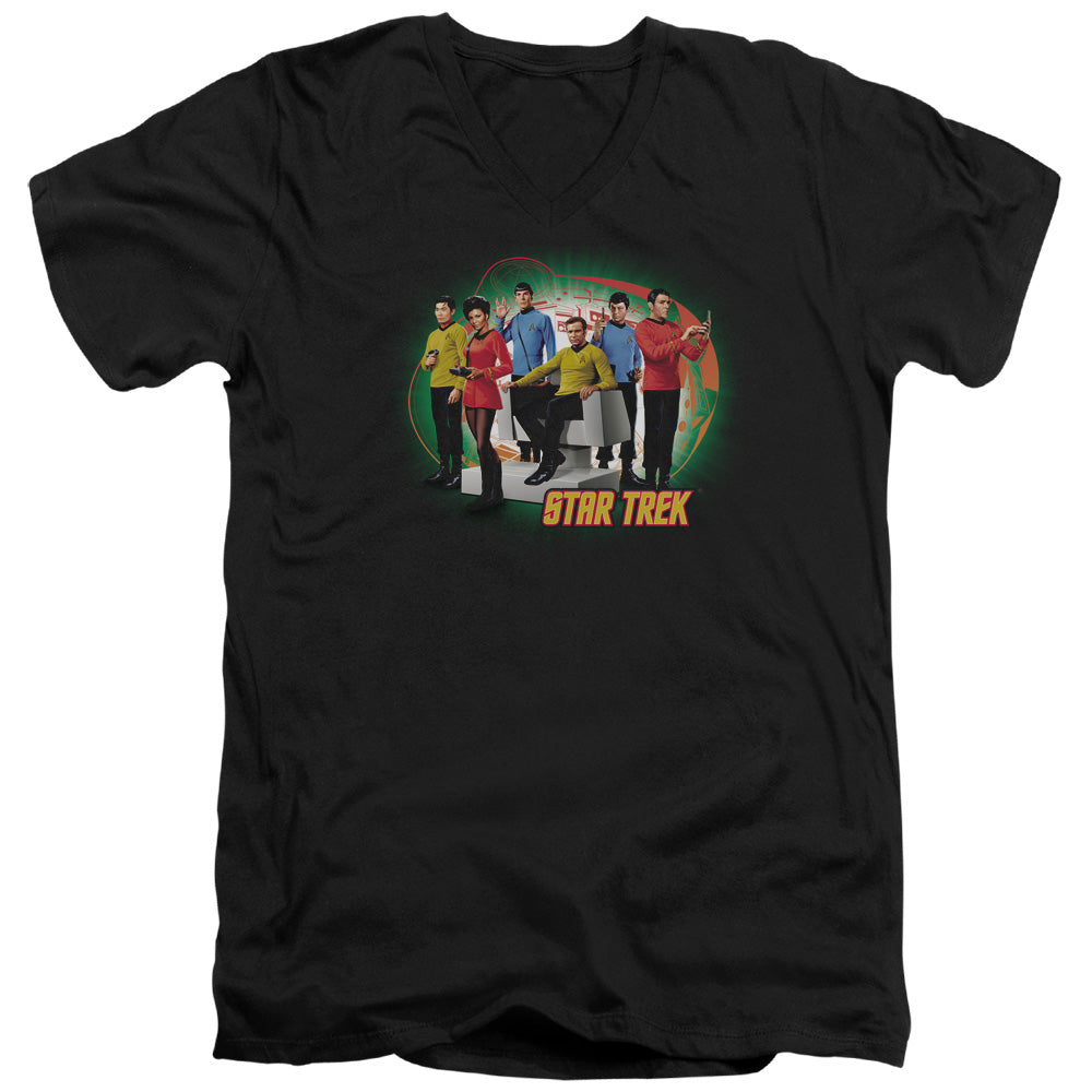 STAR TREK/ENTERPRISES FINEST - S/S ADULT V-NECK 30/1 - BLACK
