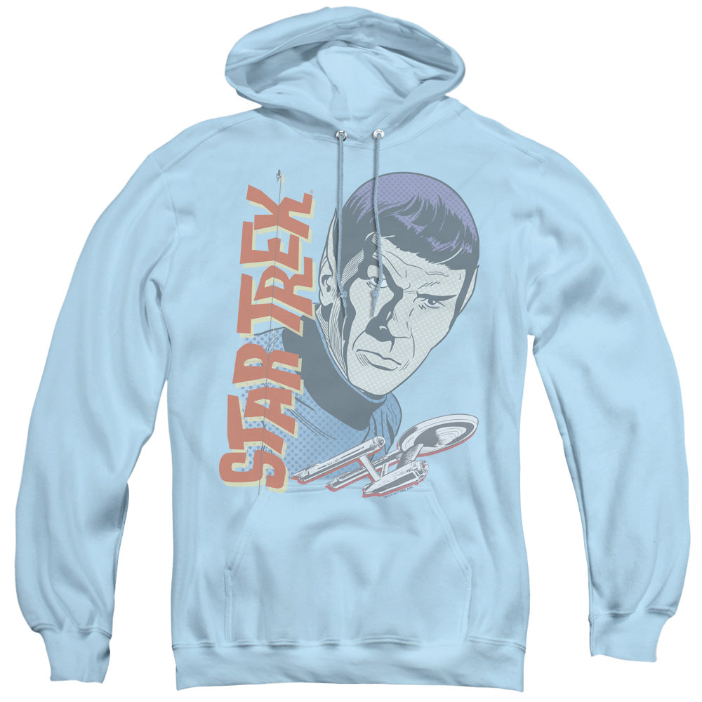 STAR TREK/VINTAGE SPOCK - ADULT PULLOVER HOODIE - LIGHT BLUE
