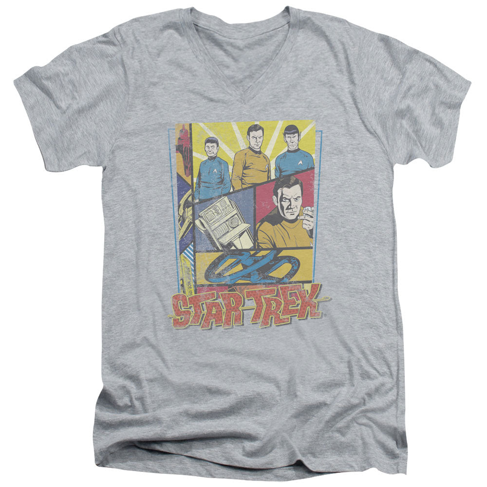 STAR TREK/VINTAGE COLLAGE - S/S ADULT V-NECK 30/1 - ATHLETIC HEATHER