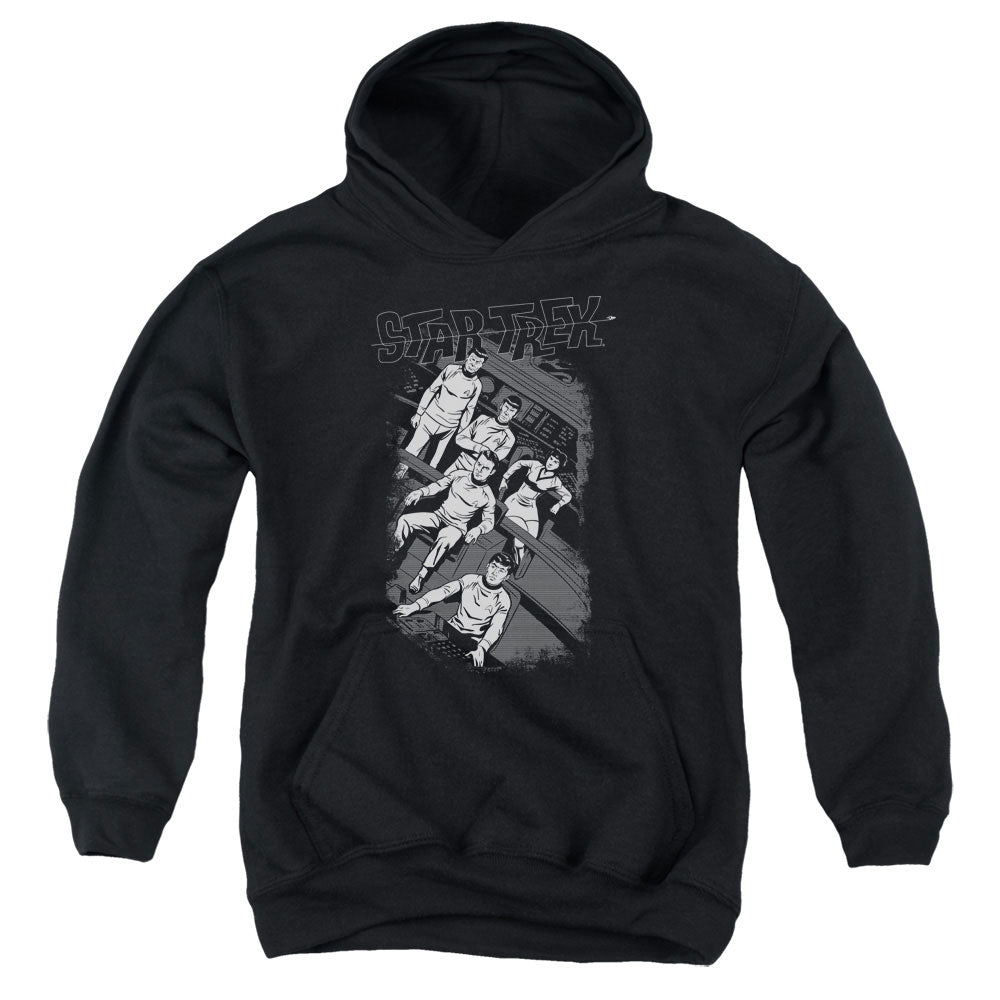 STAR TREK/RETRO TILTED BRIDGE - YOUTH PULLOVER HOODIE - BLACK