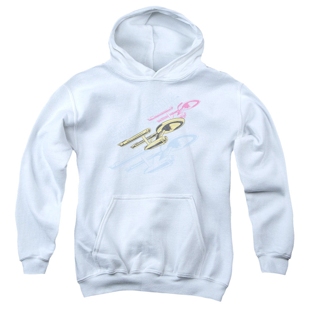 STAR TREK/RETRO TRI ENTERPRISE - YOUTH PULLOVER HOODIE - WHITE