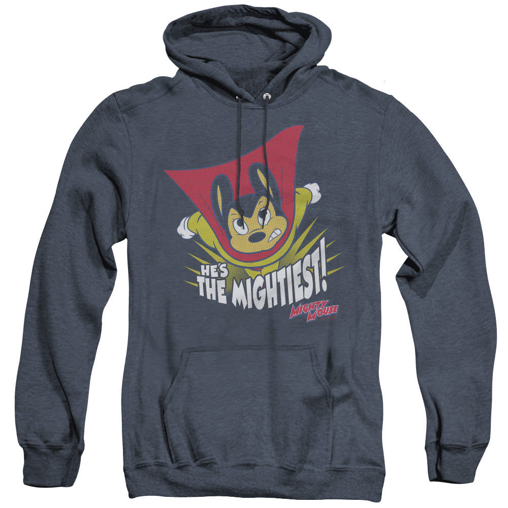 MIGHTY MOUSE/THE MIGHTIEST - ADULT HEATHER HOODIE - NAVY