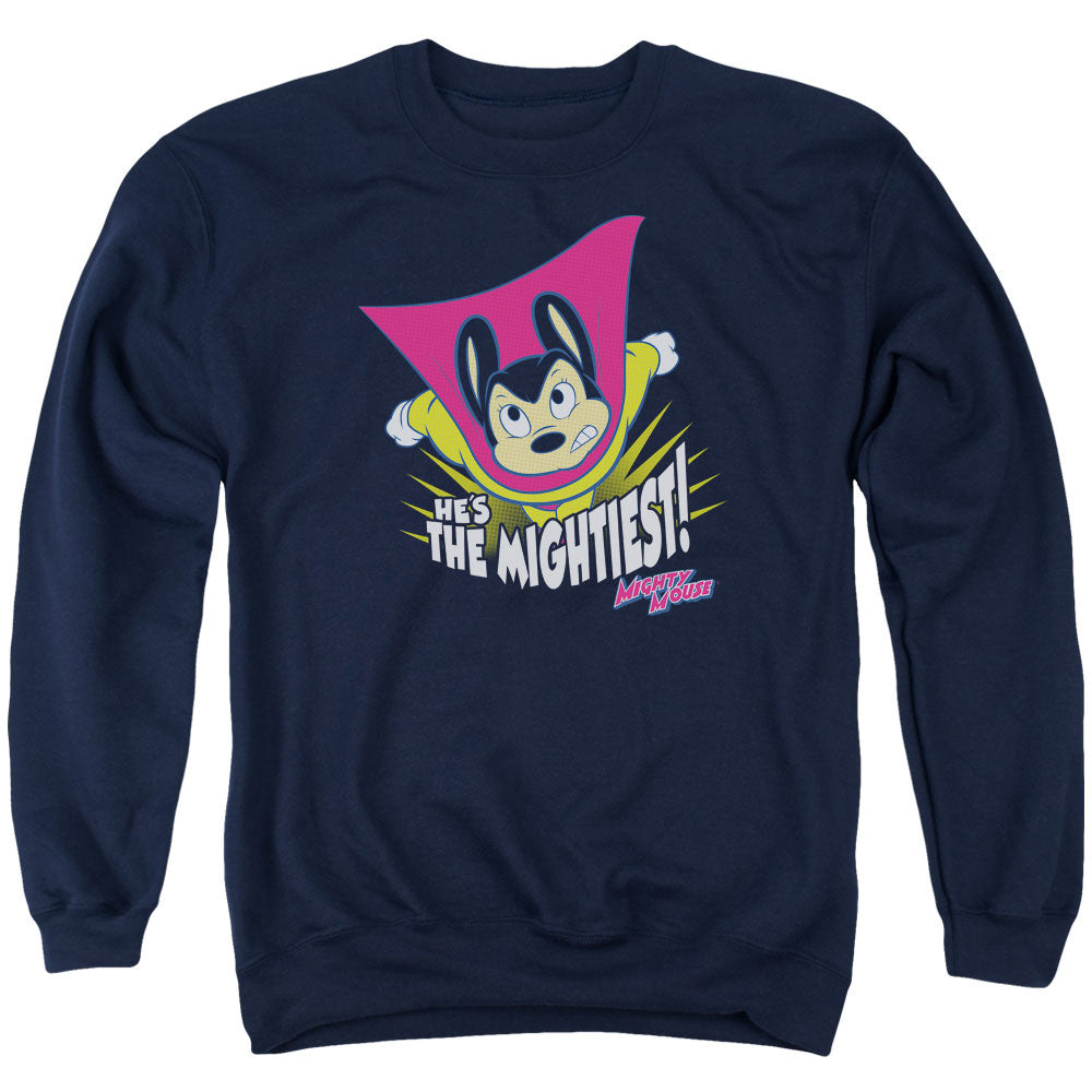MIGHTY MOUSE/THE MIGHTIEST - ADULT CREWNECK SWEATSHIRT - NAVY