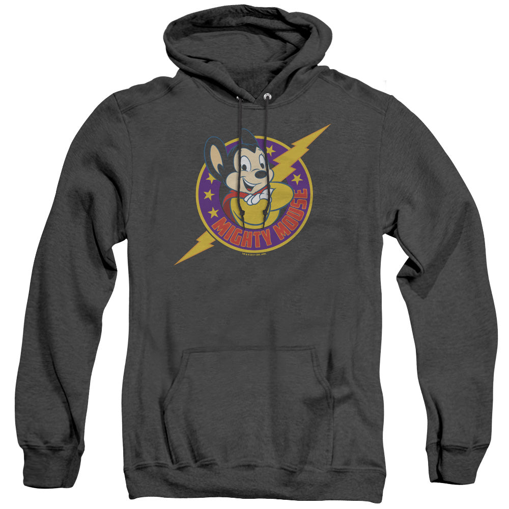 MIGHTY MOUSE/MIGHTY HERO - ADULT HEATHER HOODIE - BLACK