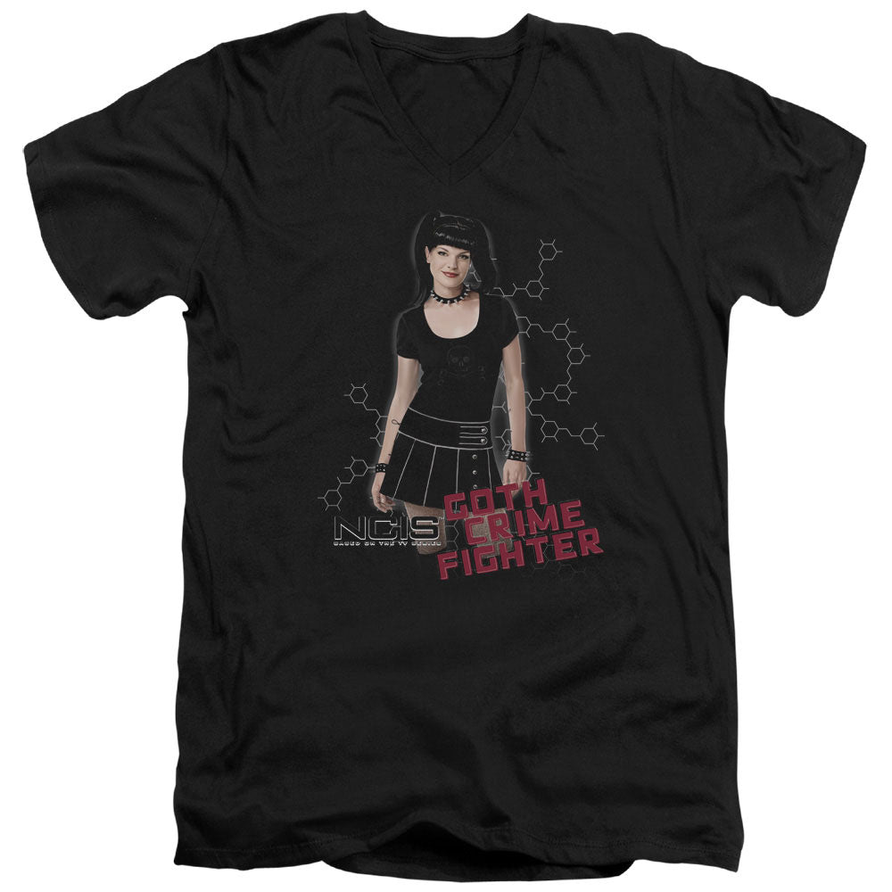 NCIS/GOTH CRIME FIGHTER - S/S ADULT V-NECK 30/1 - BLACK