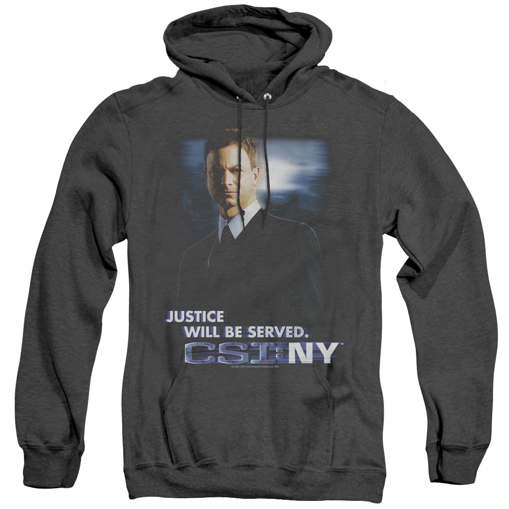 CSI:NY/JUSTICE SERVED - ADULT HEATHER HOODIE - BLACK