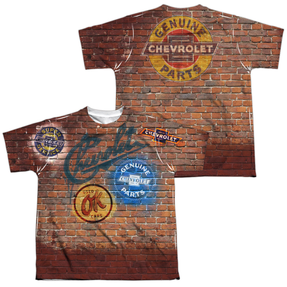 CHEVROLET/CHEVY SHOP WALL (FRONT/BACK PRINT) - S/S YOUTH POLY CREW - MULTI